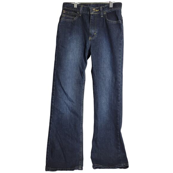 Wrangler denim blue Jeans Boys 14 Slim Straight Dark Wash Adjustable Waist - Picture 1 of 5